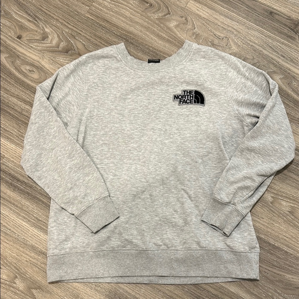 The North Face Gray Crewneck Sweater with Ribbed Cuffs